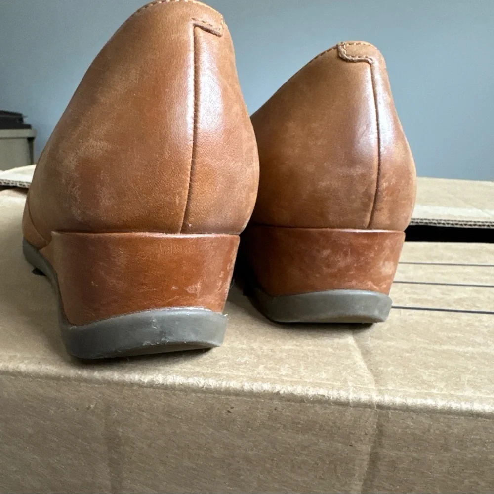 Dansko Shanda Luggage Waterproof Leather Wedge Heels 40 Womens Whiskey‎ Brown